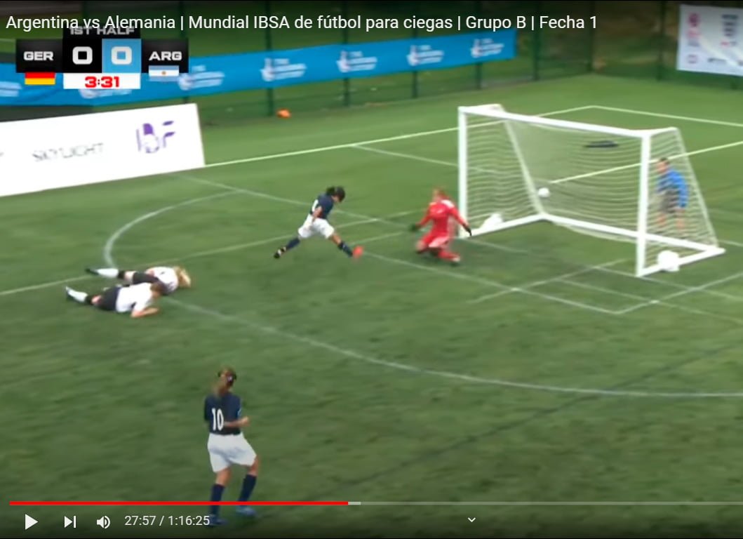 Mundial de Fútbol para Ciegas: golazo maradoneano de una cordobesa contra Alemania